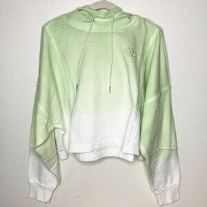 NEW Nicole Miller Green Ombre Cropped Hoodie - Large - Workout Casual Relaxation